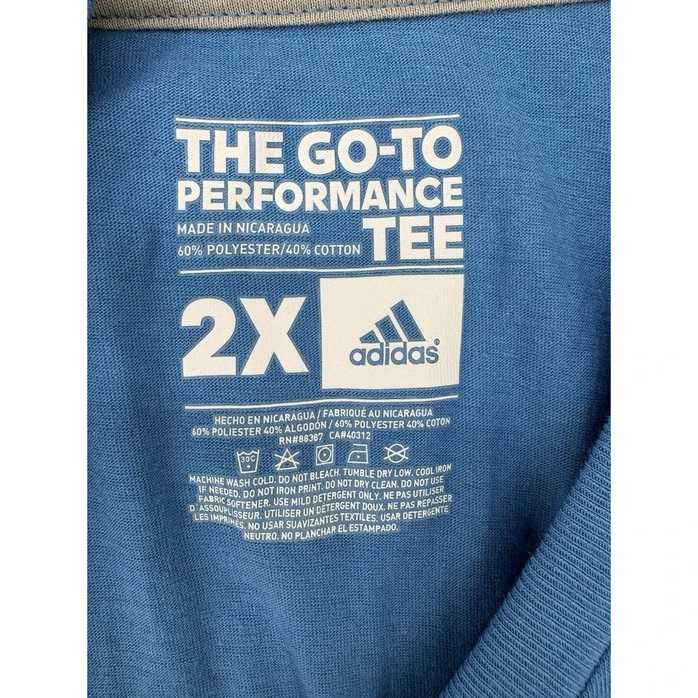 Adidas The Go-To Performance Tee Mens 2XL Blue Climalite T-Shirt A99811